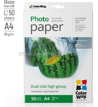  ColorWay Glossy double-sided 155/, A4, 50. (PGD155050A4)