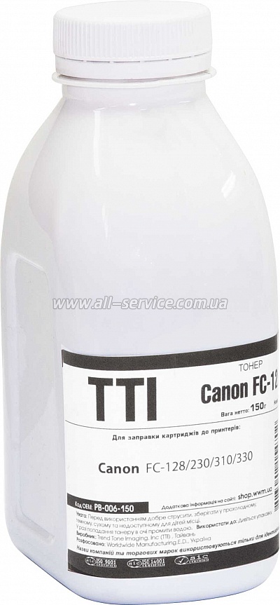  TTI Canon PC/ FC Black 150/  (T203-6/PB-006-150)