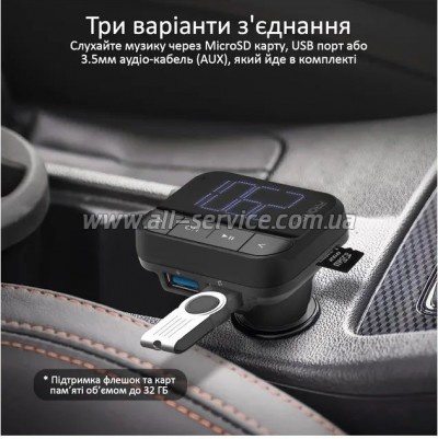 FM  Promate ezfm-2 black AUX/SD/USB Black (ezfm-2.black)
