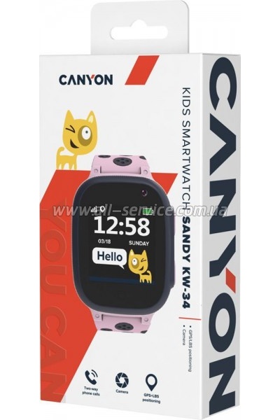 - Canyon CNE-KW34PP Kids smartwatch Sandy, Pink (CNE-KW34PP)
