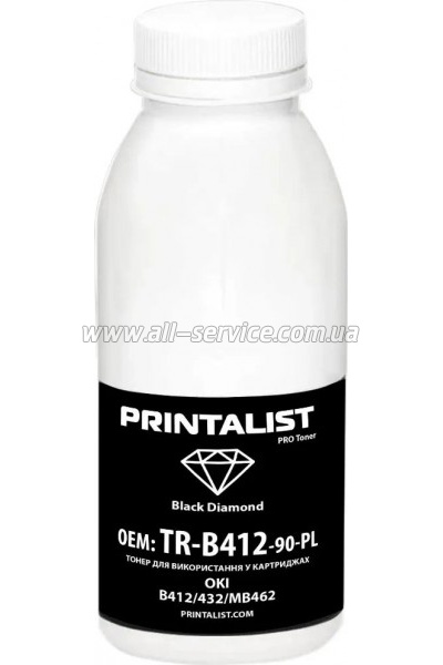 Тонер PRINTALIST OKI B412/ 432/ MB462 бутль 90г (TR-B412-90-PL) Тонер PRINTALIST OKI B412/ 432/ MB462 бутль 90г (TR-B412-90-PL)