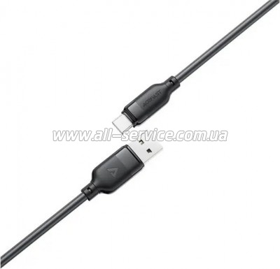���� ������ USB 2.0 AM to USB-C 1.2m 3A TPE black Acefast (6974316283812)