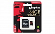   64GB Kingston microSDXC C10 UHS-I U3 + SD (SDCR/64GB)