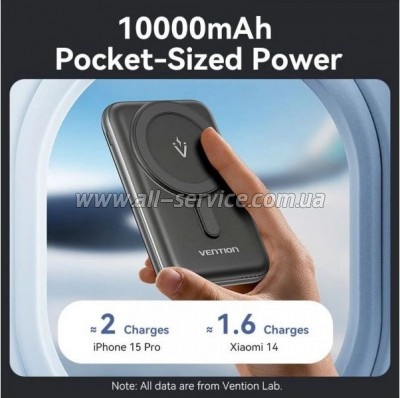 ������� ������������� Vention Magnetic Wireless 10000mAh PD 20W Black (FHNB0)