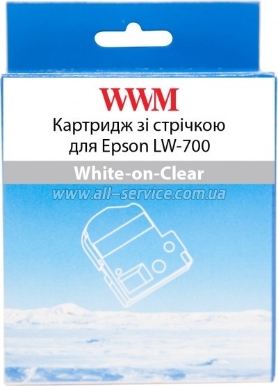 Картридж WWM для Epson LW-700 24mm х 8m White-on-Clear (WWM-ST24S) Картридж WWM для Epson LW-700 24mm х 8m White-on-Clear (WWM-ST24S)