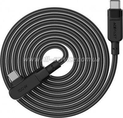 ���� ������ USB-C to USB-C 2.0m 5A 100W nylon C5-03 black Acefast (6974316281016)