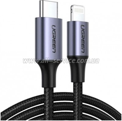 ���� ������ USB-C to Lightning 1.0m 3A 60W US304 black Ugreen (60759)