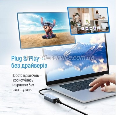 ������� USB-C + USB A to RJ45 Ethernet 1000Mbps ColorWay (CW-AD-CRG)