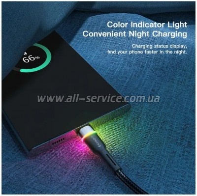 ���� ������ USB 2.0 AM to USB-C 0.5m 3A LED black Essager (EXCT-XCDB01)