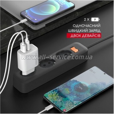 �������� ������� Intaleo 30W GAN USB-C PD+USB-A QC 3.0 white (1283126578274)
