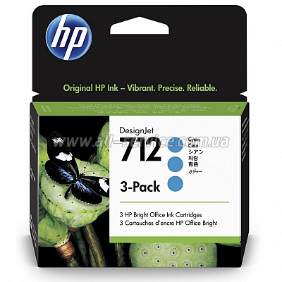   HP 712 DesignJet 230/ 630 Cyan 3-Pack (3ED77A)