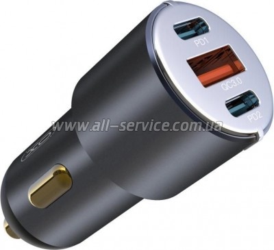 �������� ������� XO CC45 1 USB QC 3.0 + 2 Type-C PD 60W Black (XO-CC45-BK)