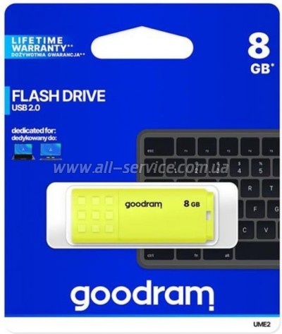  GOODRAM 8GB UME2 Yellow USB 2.0 (UME2-0080Y0R11)