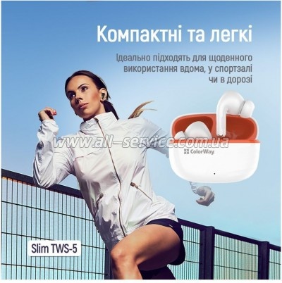 �������� ColorWay Slim TWS-5 Earbuds White (CW-TWS5WT)