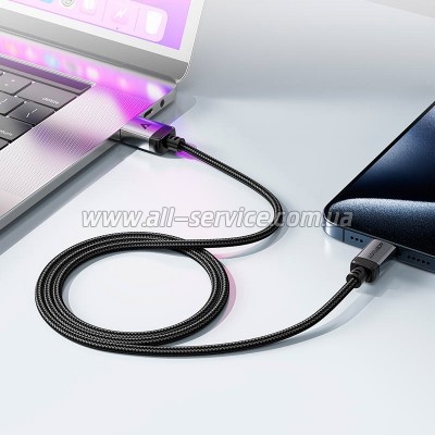 ���� ������ USB 2.0 AM to USB-C 1.2m 3.0A 18W aluminum alloy Black Acefast (6974316283782)
