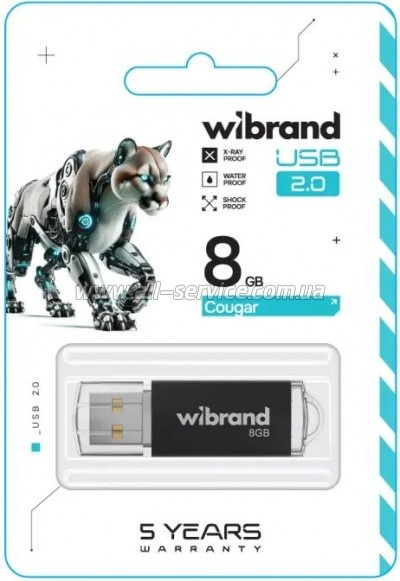  Wibrand 8GB Cougar Black USB 2.0 (WI2.0/CU8P1B)
