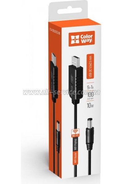 ������ ������� USB to DC 5.5x2.5mm 9V 1.0m black ColorWay (CW-CBUD066-BK)