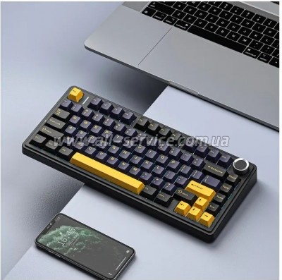  Aula F75 Gasket Greywood V3 switch Hot-Swap PBT Wireless/Bluetooth/USB Black (6948391208626)