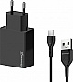 �������� ������� Grand-X 2xUSB 5V 2.4A + cable USB to USB-C black (CH-15T)