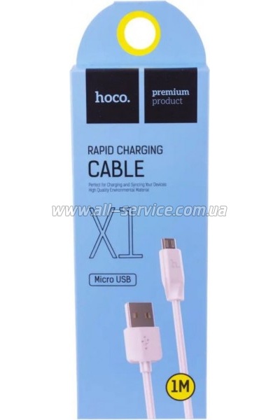 ���� ������ USB 2.0 AM to Micro 5P 1.0m 2.4A PVC X1 white HOCO (6957531032038)
