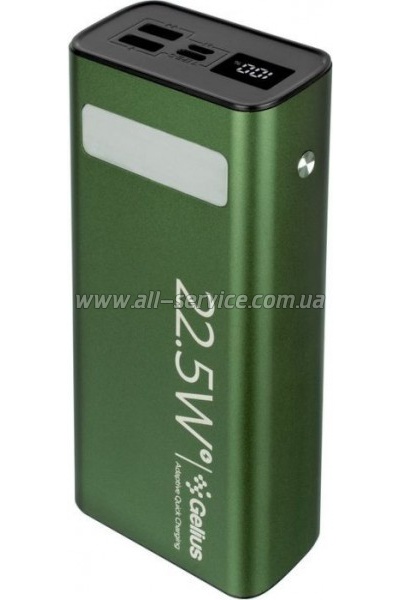   Gelius Lightstone GP-PB300 30000mAh QC+PD (22.5W) Green (00000090465)
