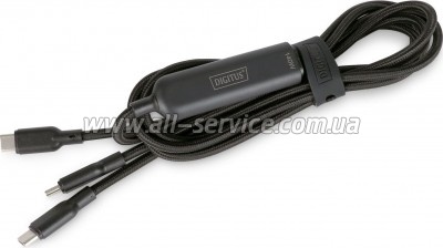 ���� ������ USB-C to 2xUSB-C 1.8m 140W black Digitus (AK-300170-018-S)
