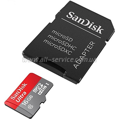   16GB SanDisk Ultra microSDHC Class 10 UHS-I (SDSQUNC-016G-GN6IA)