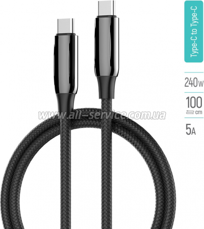 Дата кабель USB-C to USB-C 1.0m 240W black ColorWay (CW-CBPDCC069-BK) Дата кабель USB-C to USB-C 1.0m 240W black ColorWay (CW-CBPDCC069-BK)