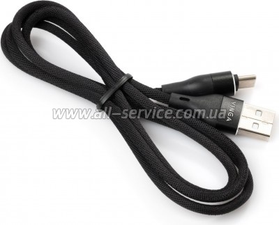 ���� ������ USB 2.0 AM to Type-C 1.0m cylindric nylon back Vinga (VCPDCTCCANB1BK)