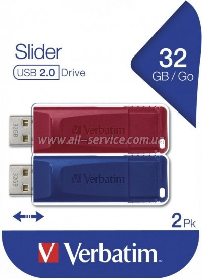 ������ Verbatim 2x32GB Store'n'Go Slider Red/ Blue (49327)