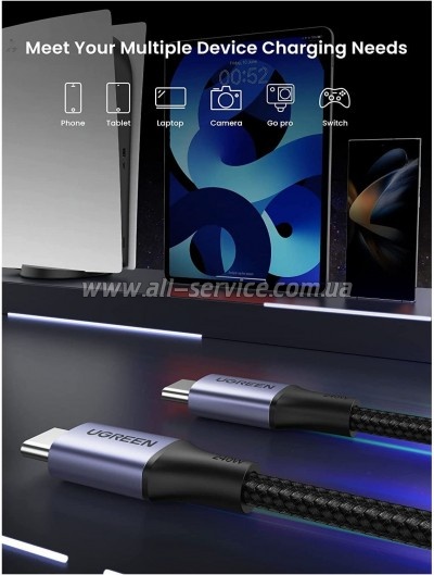 ���� ������ USB-C to USB-C 1.0m 240W US535 space gray Ugreen (15311)