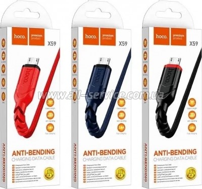 ���� ������ USB 2.0 AM to Micro 5P 1.0m 2.4A nylon X59 black HOCO (6931474744890)