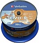  DVD-R Verbatim 4.7Gb 16X CakeBox 50 AZO Wide Inkjet Printable (43533)