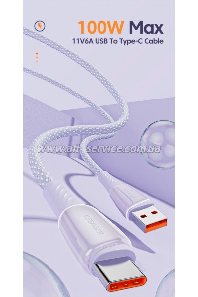 ���� ������ USB 2.0 AM to USB-C 1.0m 100W green Essager (EXCT1-CH06)