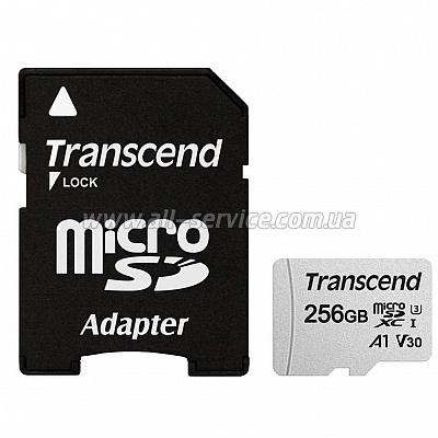   Transcend 256GB microSDXC C10 UHS-I + SD  (TS256GUSD300S-A)