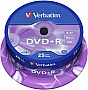 ���� Verbatim DVD+R 4.7Gb 16X CakeBox 25�� Silver (43500)