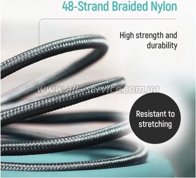 ���� ������ USB 2.0 AM to USB-C 1.0m 3A zinc alloy braided black ColorWay (CW-CBUC098-BK)