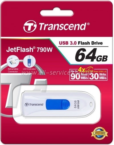  Transcend 64GB JetFlash 790 USB 3.0 (TS64GJF790W)