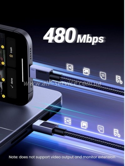 ���� ������ USB-C to USB-C 3.0m 100W L512 gray Ugreen (45065)