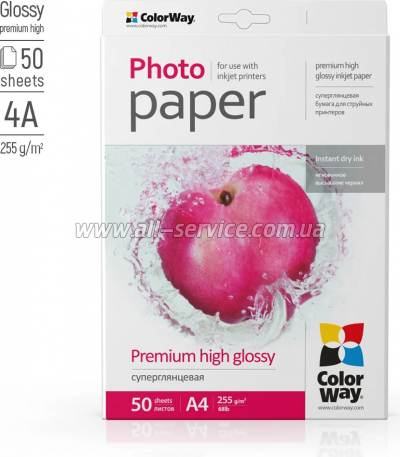 ���������� ColorWay superglossy 255�/� A4 50� (PSG255050A4)
