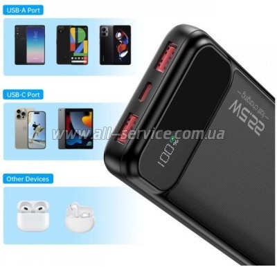 ������� ������������� Choetech 10000mAh PD 22.5W Black (B728-CCBK)