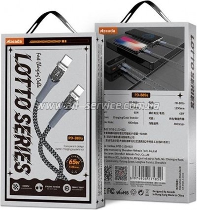 ���� ������ USB-C to USB-C 1.3m Lotto PD-B89CC Black Proda (PD-B89 (C-C)-BK)