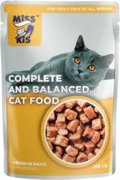 Влажный корм для кошек Mis Kiss с курицей в соусе 100 г (4820164440179) Влажный корм для кошек Mis Kiss с курицей в соусе 100 г (4820164440179)