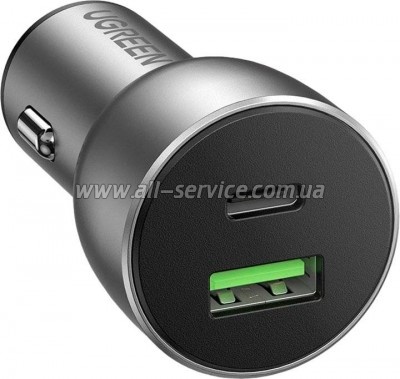 �������� ������� Ugreen 1xUSB-C + 1xUSB QC3.0 60W CD213 gray (60980)
