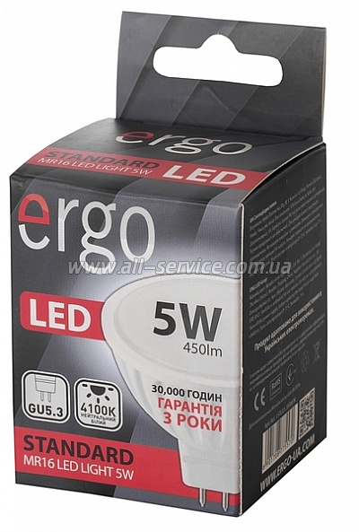  ERGO Standard MR16 GU5.3 5W 220V . . 4100K (LSTGU5.35ANFN