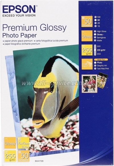  Epson Premium Glossy 255/ 10x15 50 (C13S041729)
