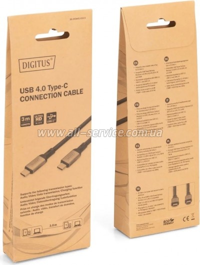 ���� ������ USB-C to USB-C 3.0m USB 4.0 black Digitus (DB-300443-030-S)