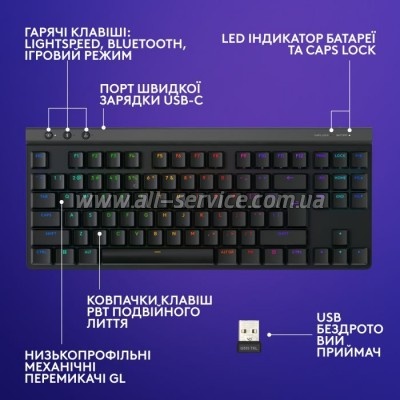  Logitech G515 TKL Lightspeed Tactile Bluetooth UA Black (920-012538)