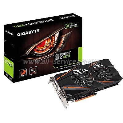  Gigabyte GeForce GTX1070 8GB GDDR5 WINDFORCE OC (GV-N1070WF2OC-8GD)