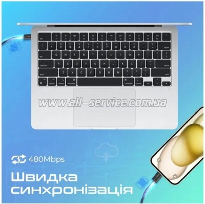 ���� ������ USB-C to USB-C 1.2m Promate (ecoline-cc120.navy)